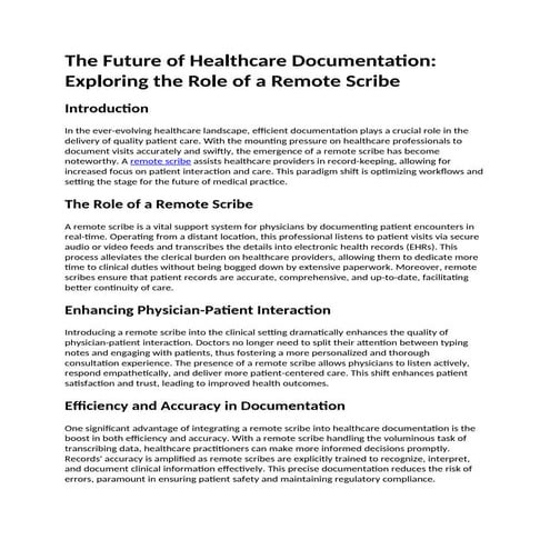 Medical Scribe Services | PDF