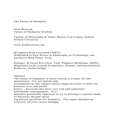The Future of Humanity Nick Bostrom Future of Humanit.docx