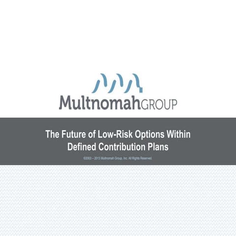 The Future of Low Risk Options in Defined Contribution Plans
