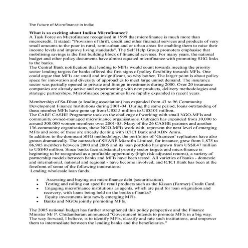 The future of microfinance in india