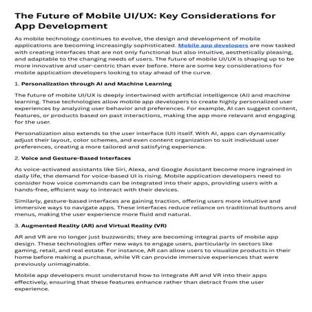 The Future of Mobile UIUX Key Considerations for App Development