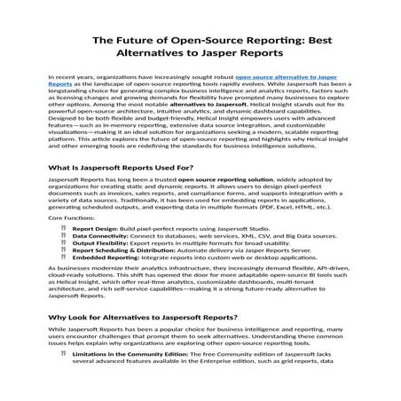 The Future of Open Source Reporting Best Alternatives to Jaspersoft.docx