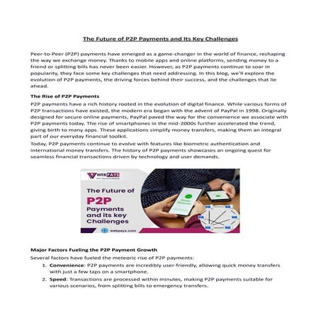 The Future of P2P Payments and Its Key Challenges | PDF