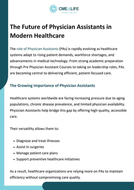 The Role of Physician Assistants in Modern Healthcare- A Comprehensive ...