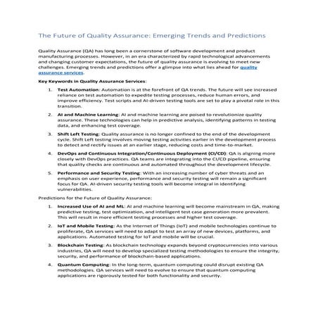 DIGITALIZATION IN QUALITY ASSURANCE.PPT. | PDF