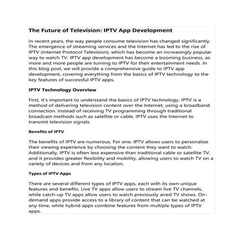 The Future of Television: IPTV App Development