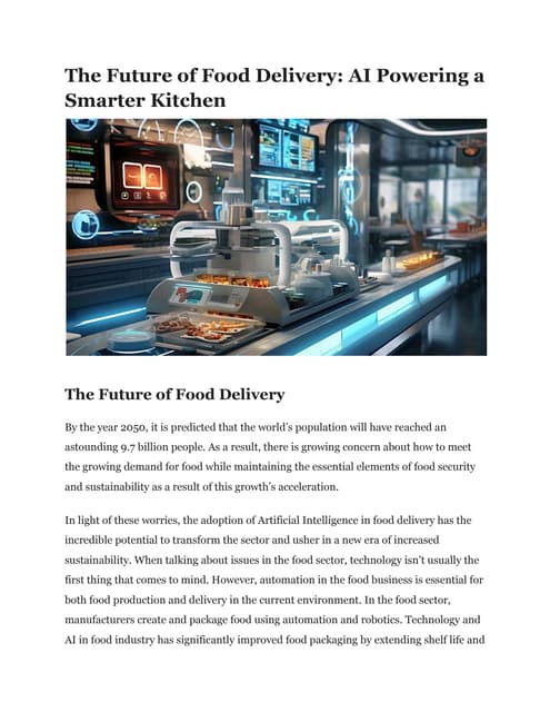 The Future of Dining: Innovations in Food and Technology | PDF | Food ...