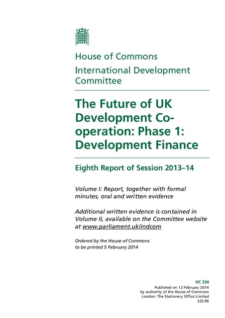 The future of UK Development Cooperation phase 1 Development Finance