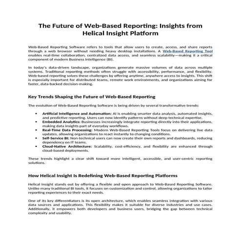 The Future of Web Based Reporting Insights from Helical Insight ...