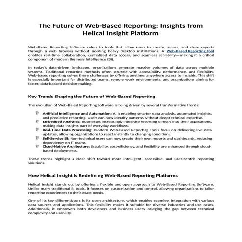 The Future of Web Based Reporting Insights from Helical Insight ...
