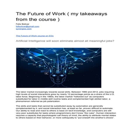 The future of work ( my takeaways from the e dx course )