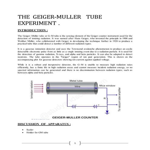 The  geiger muller   tube  experiment .