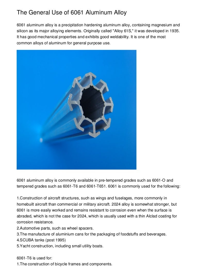 The General Use of 6061 Aluminum Alloy