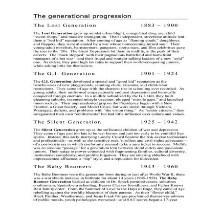 The Generational Progression