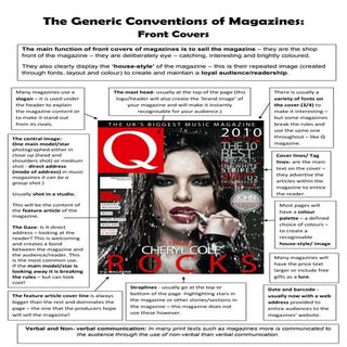 The generic conventions of magazine...