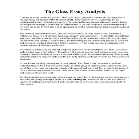 The Glass Essay Analysis
