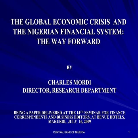The Global Economic Crisis and the Nigerian Financial System.ppt