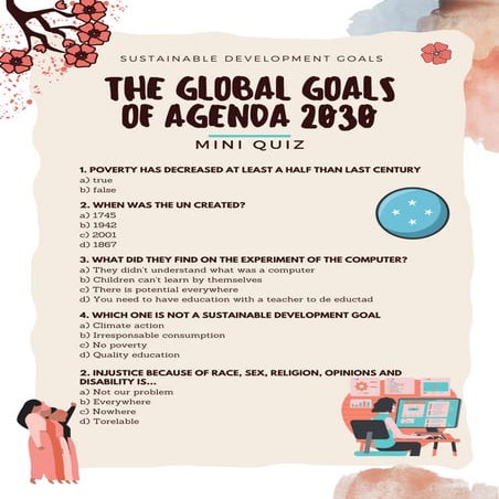 The global goals of agenda 2030: QUIZ | PDF