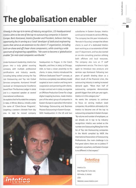 Intetics Inc as the Globalization Enabler: providing access to software devel...