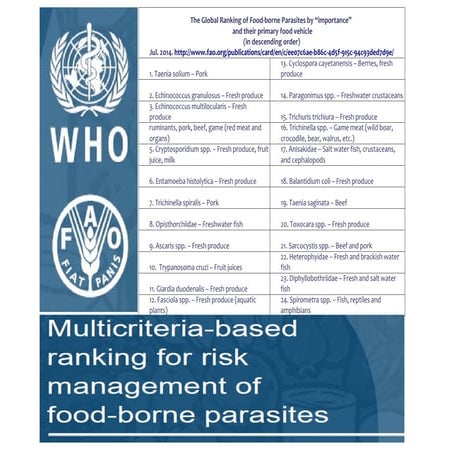 The Global Ranking of Food-borne Parasites WHO_FAO Jul. 2014