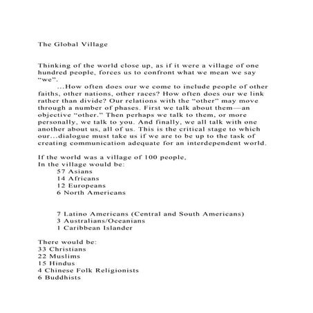 The Global VillageThinking of the world close up, as if it w.docx