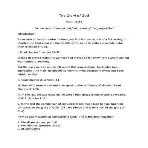 The glory of god