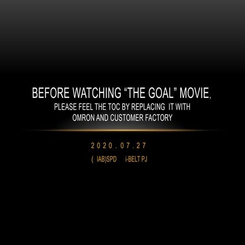 Summary of the book - THE GOAL Manufacturing