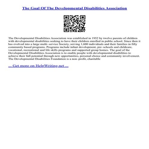 The Goal Of The Developmental Disabilities Association | PDF