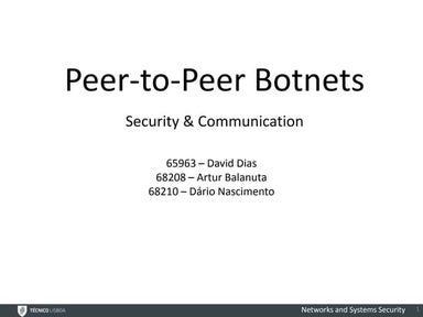 The Godfather -  P2P Botnets: Security & Communication