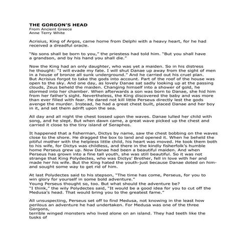 THE GORGON’S HEAD From Ancient Greece Anne Terry White