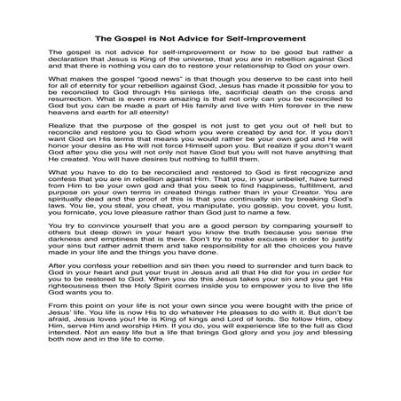 The Gospel is Not Advice for Self-Improvement (A4)