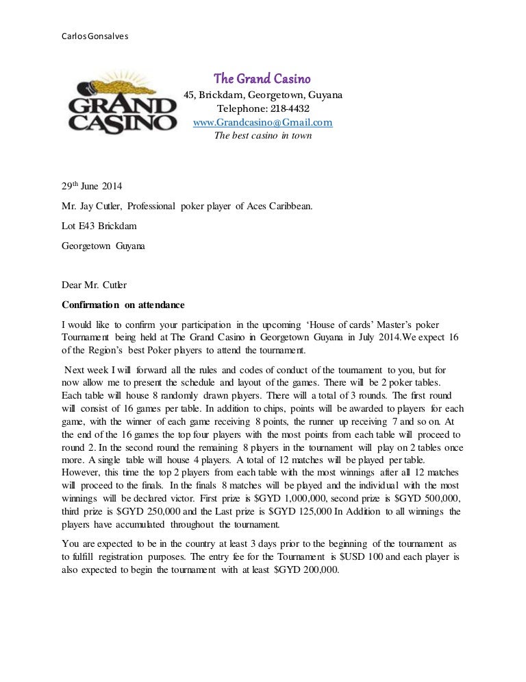 The grand casino 2 page letter