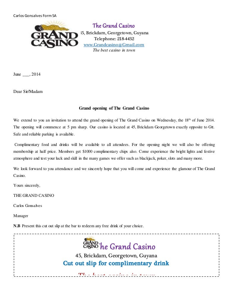 The grand casino circular letter