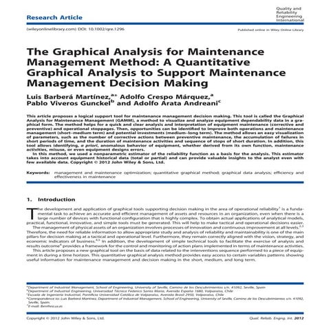 The graphical analysis for maintenace management method