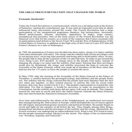 THE GREAT FRENCH REVOLUTION THAT CHANGED THE WORLD