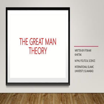 The Great Man Theory BY Iftikhar Khattak