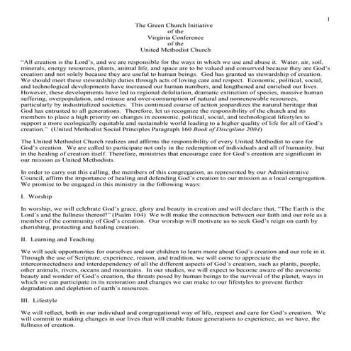 Green Church Initiative - Virginia Conference  