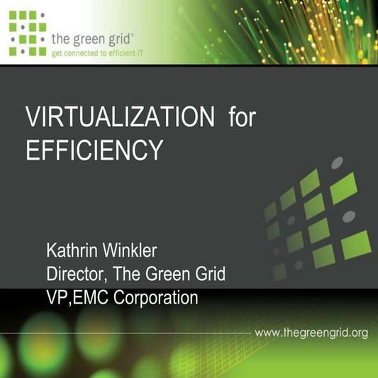 Virtualization for efficiency: by Kathrin Winkler, The green grid