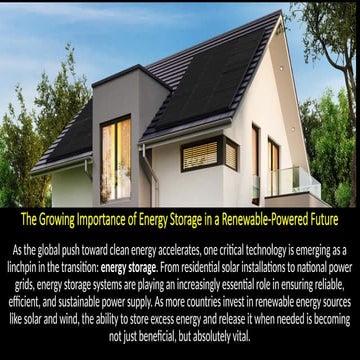 The Growing Importance of Energy Storage in a Renewable-Powered Future