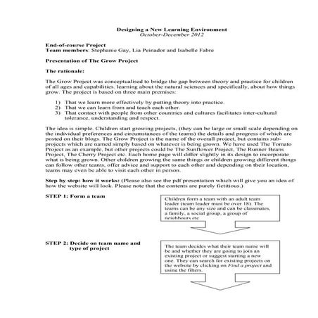 The Grow Project Presentation - Venture Lab: Designing a New Learning Environ...