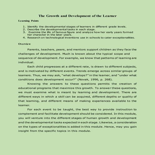The Growth and Development of the Learner.docx