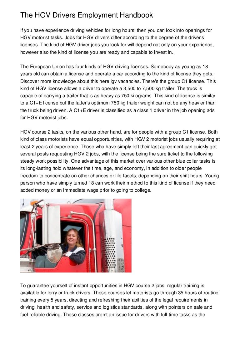 The HGV Drivers Employment Handbook
