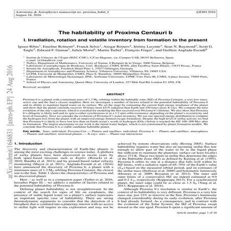 The habitability of Proxima Centauri b - I. Irradiation, rotation and volatil...