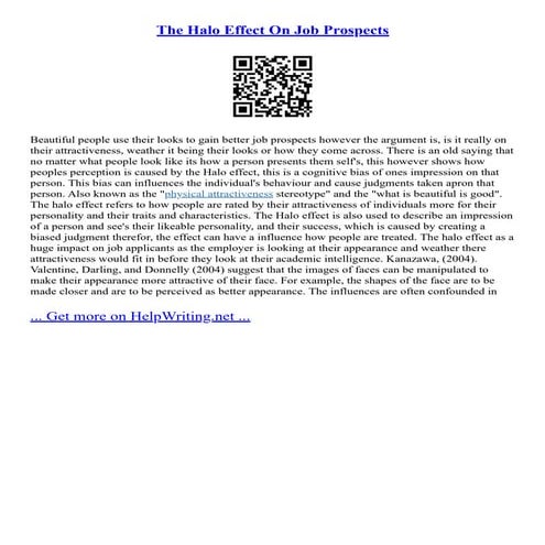 The Halo Effect On Job Prospects