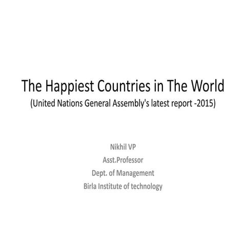 The happiest countries in the world   UN - 2015
