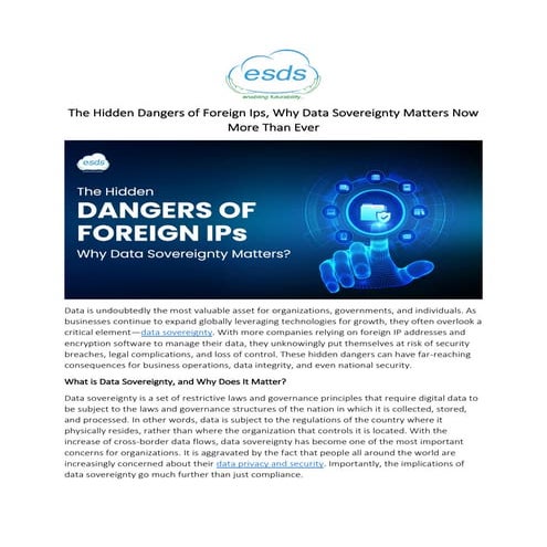 The Hidden Dangers of Foreign Ips, Why Data Sovereignty Matters Now More Than...