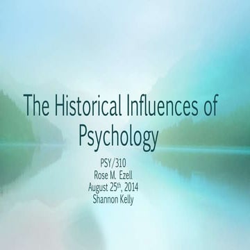 The historical influences of psychology  PSY/310