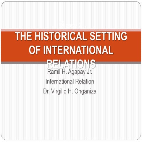 The historical setting of international relations