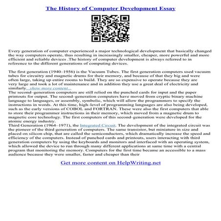 The History Of Computers Essay