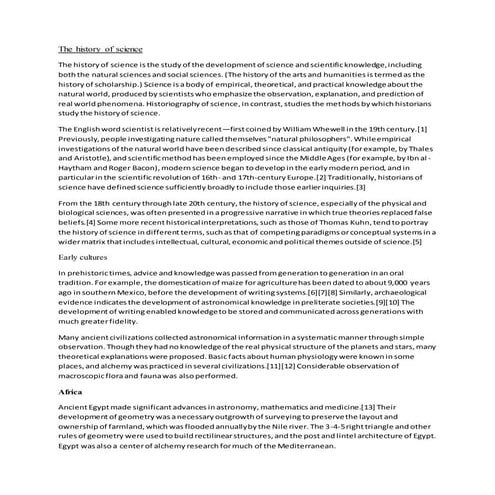 The history of science